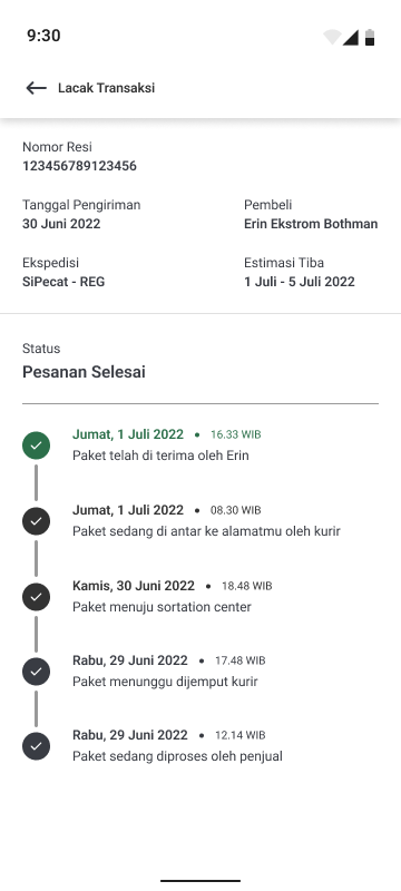Lacak Transaksi Sampai
